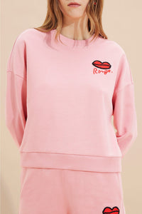 Sweat-shirt à motif bouche rouge - Rose