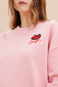 Sweat-shirt à motif bouche rouge - Rose