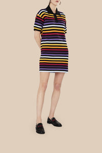 Robe polo oversize à rayures - Noir
