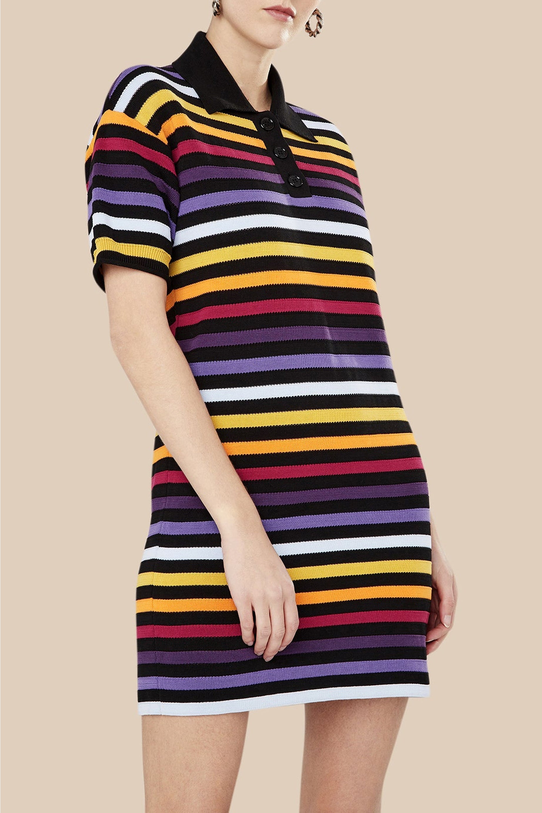 Robe polo oversize à rayures - Noir