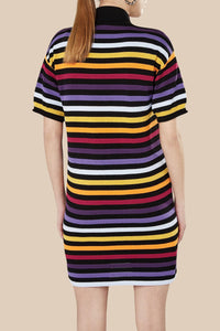 Robe polo oversize à rayures - Noir