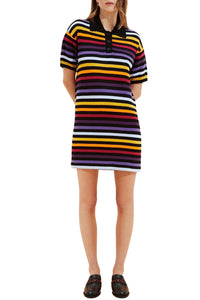 Robe polo oversize à rayures - Noir