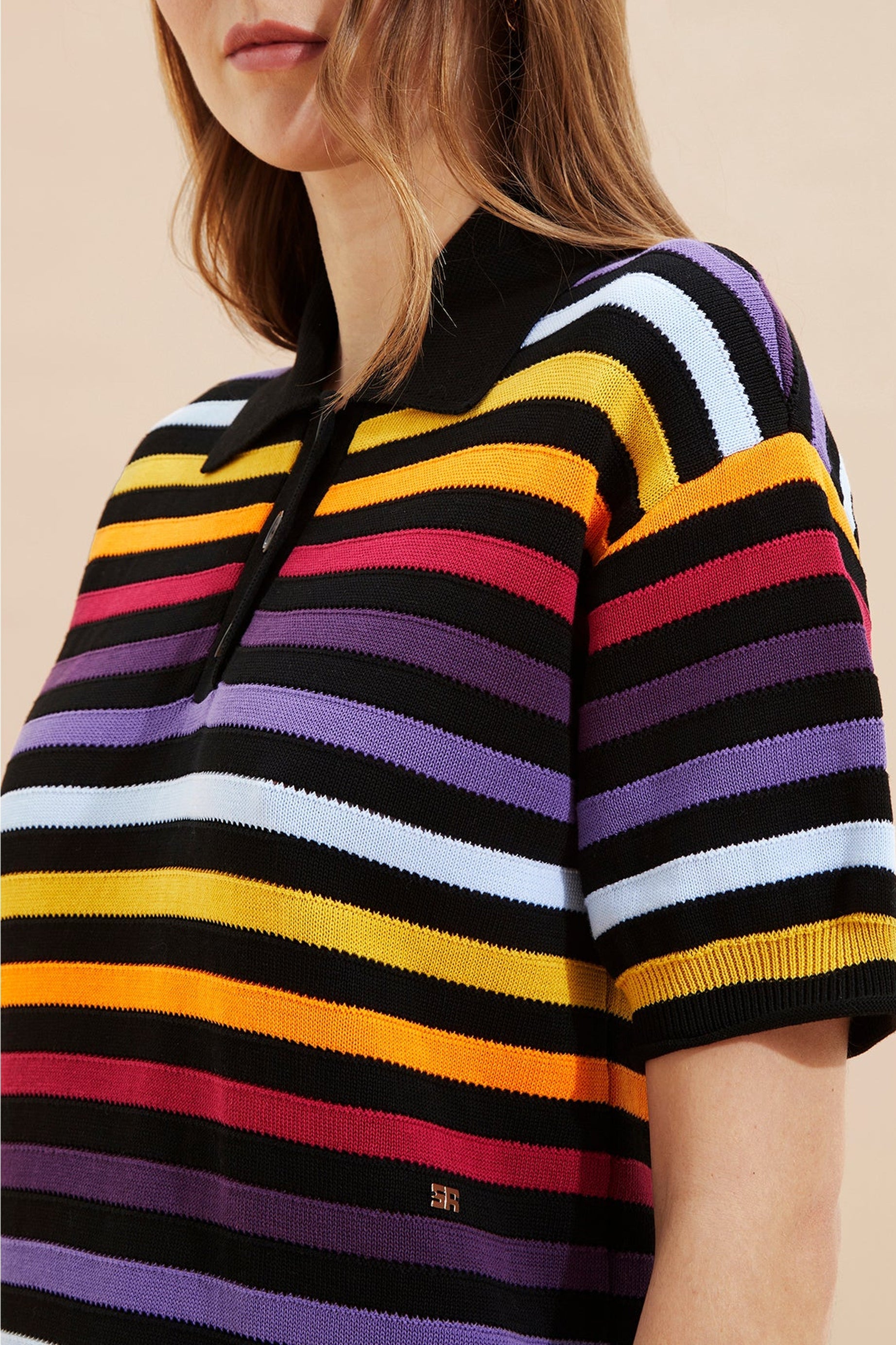 Robe polo oversize à rayures - Noir