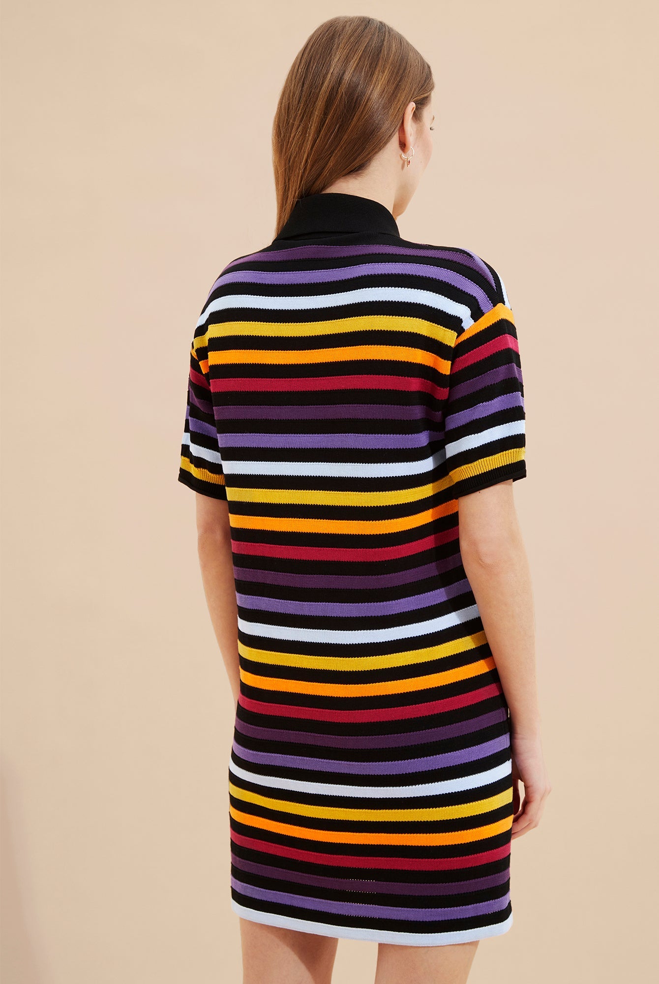 Robe polo oversize à rayures - Noir