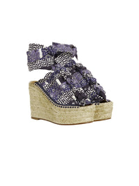 Espadrilles Julia compensées en cuir - Light Green