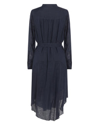 Robe chemise plissée ceinturée - Dark Navy