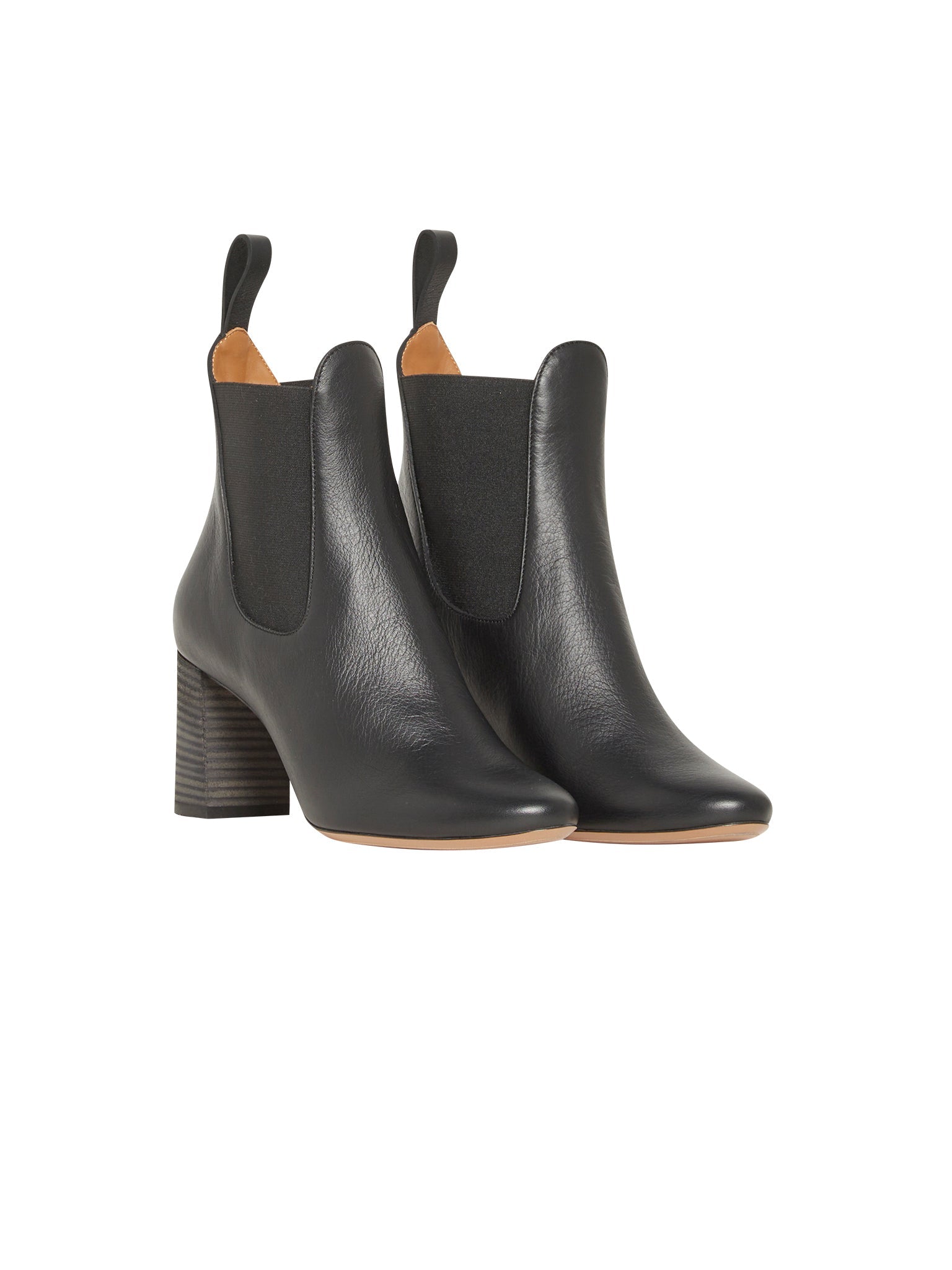 Bottines en cuir lisse - Noir