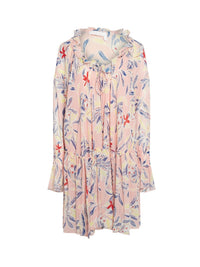 Robe à imprimé tropical en soie - Flamingo