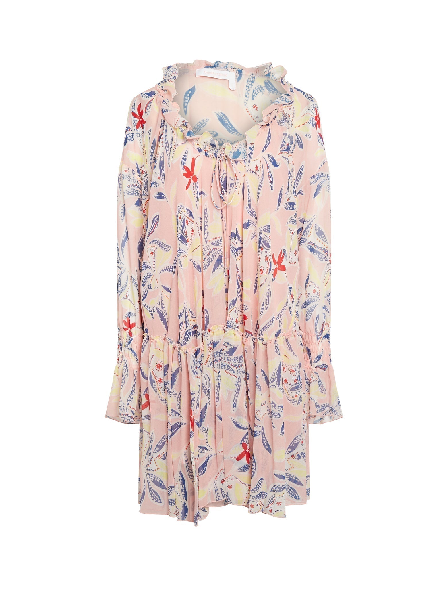 Robe à imprimé tropical en soie - Flamingo