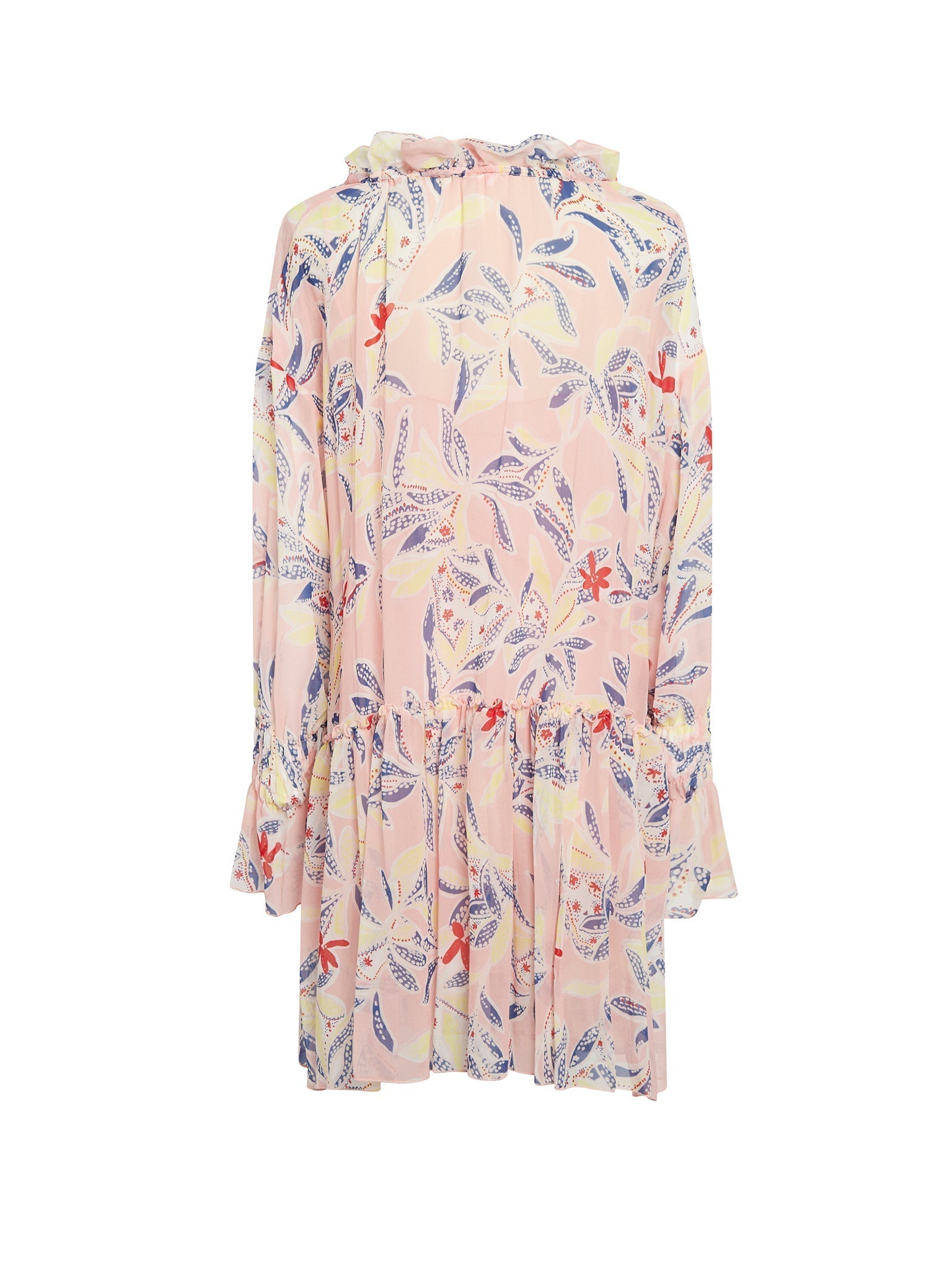Robe à imprimé tropical en soie - Flamingo