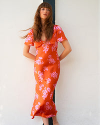 Robe longue Denise en soie - Big Bouquet