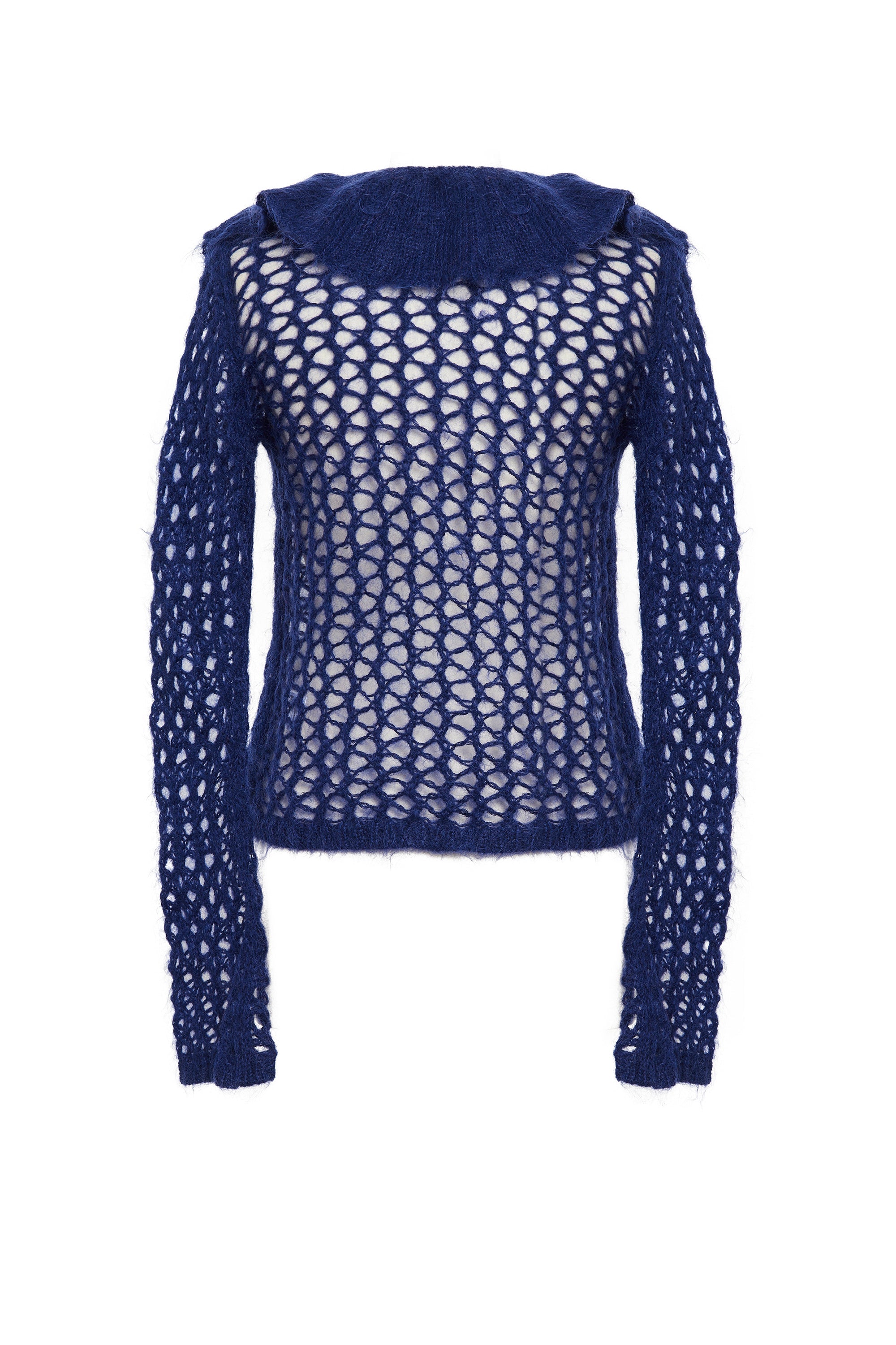 Pull cosy à carreaux en mohair - Bleu