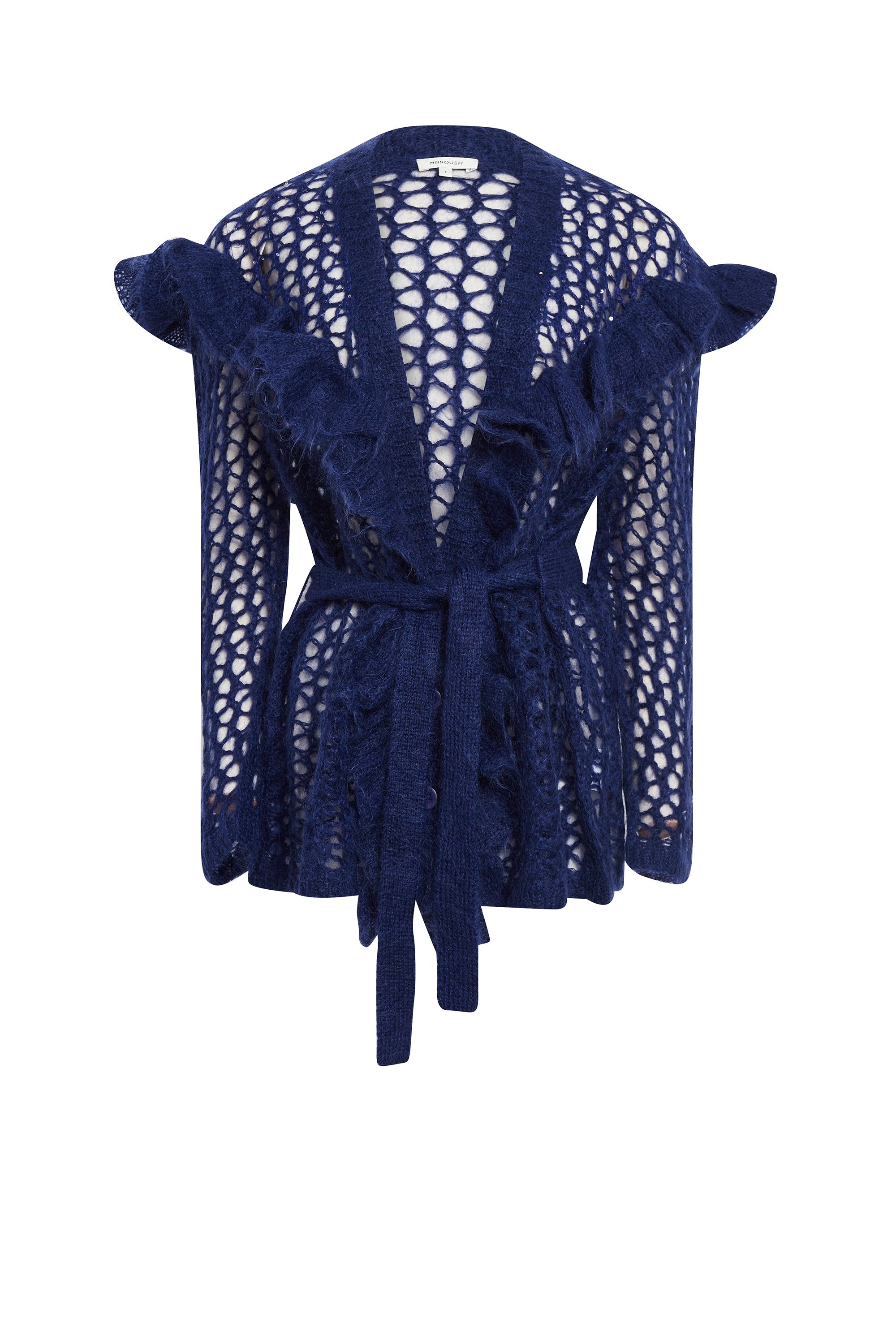 Gilet cosy à carreaux en mohair - Bleu