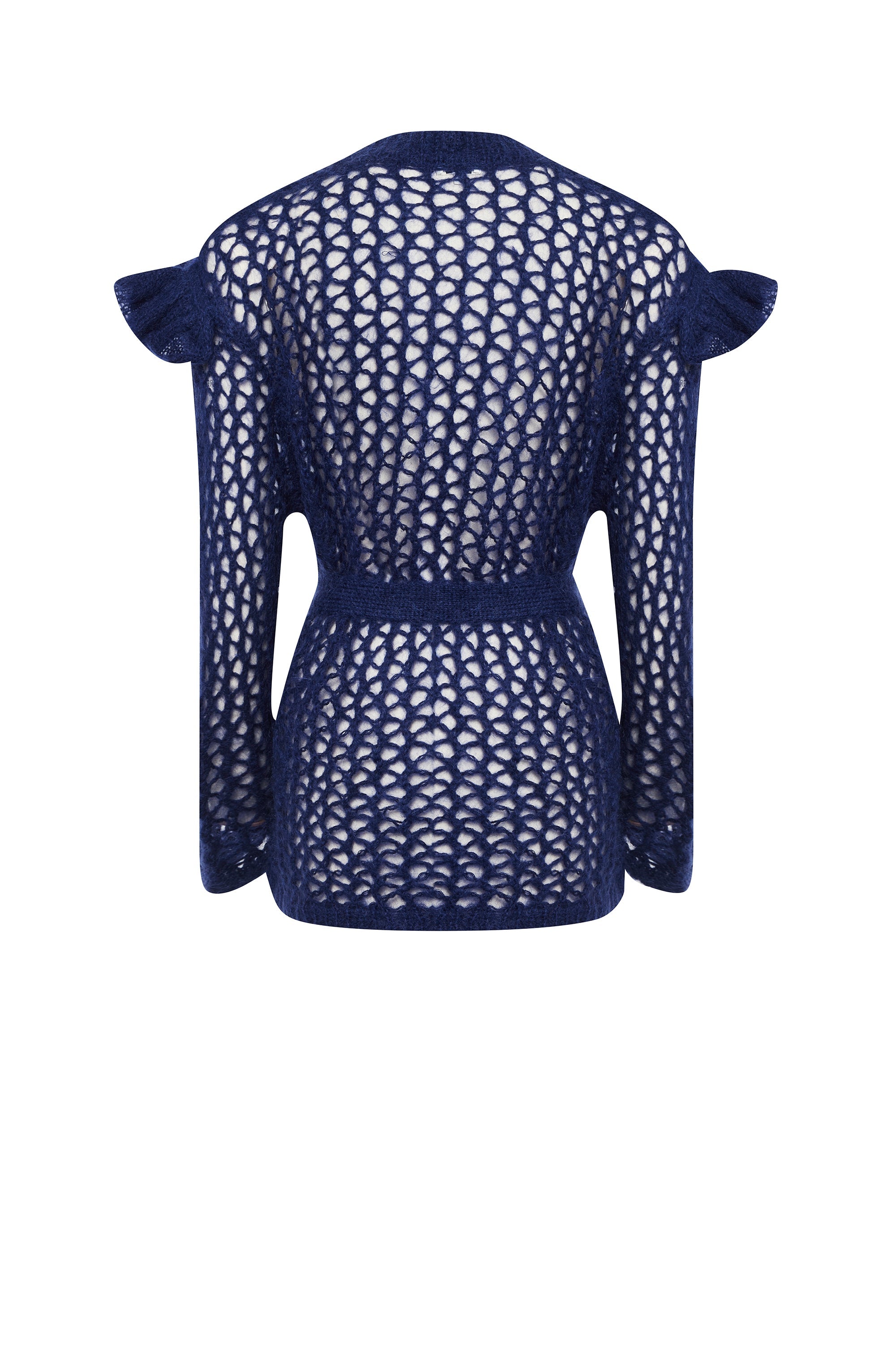 Gilet cosy à carreaux en mohair - Bleu