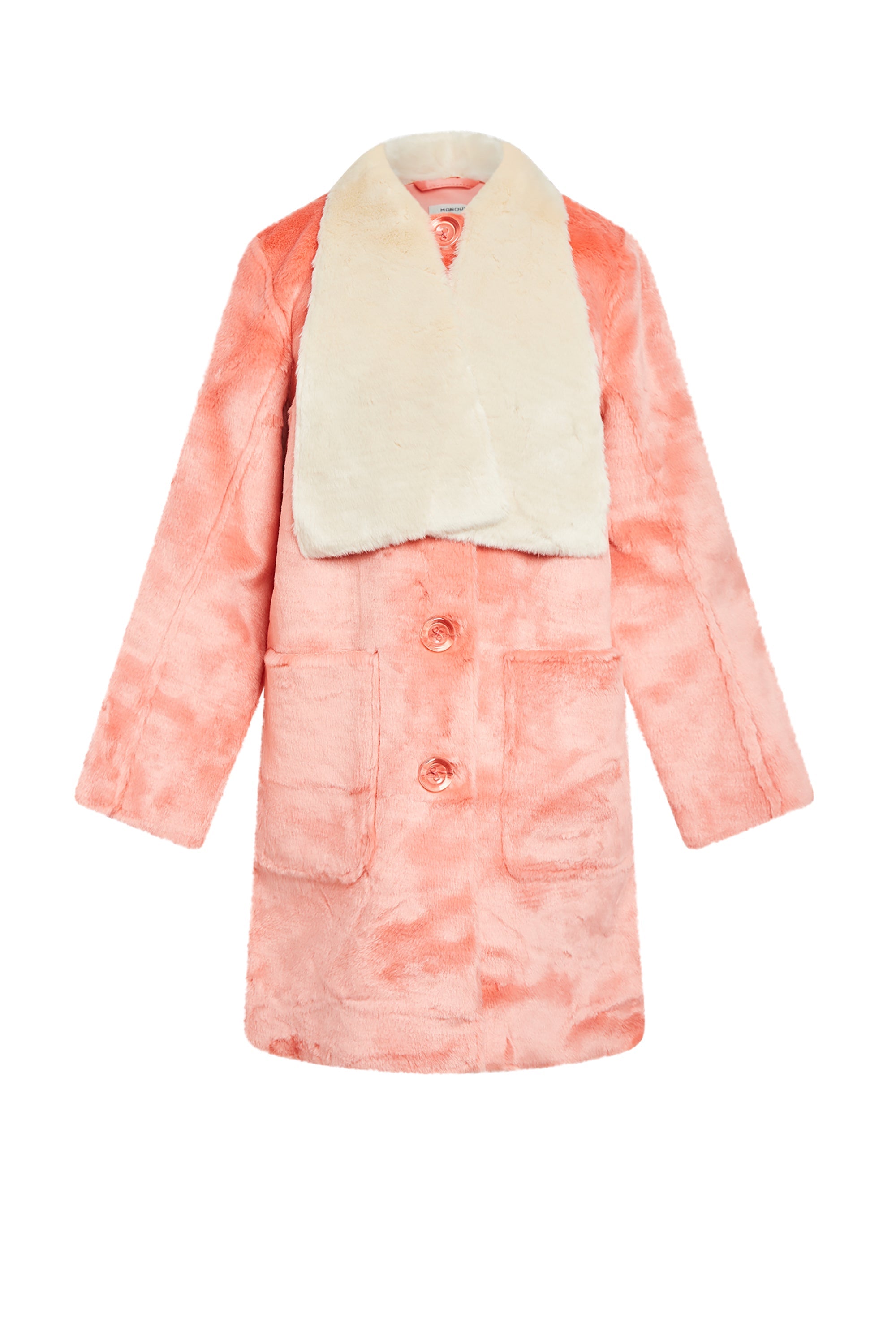 Manteau en satin et fourrure - Rose