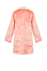 Manteau en satin et fourrure - Rose