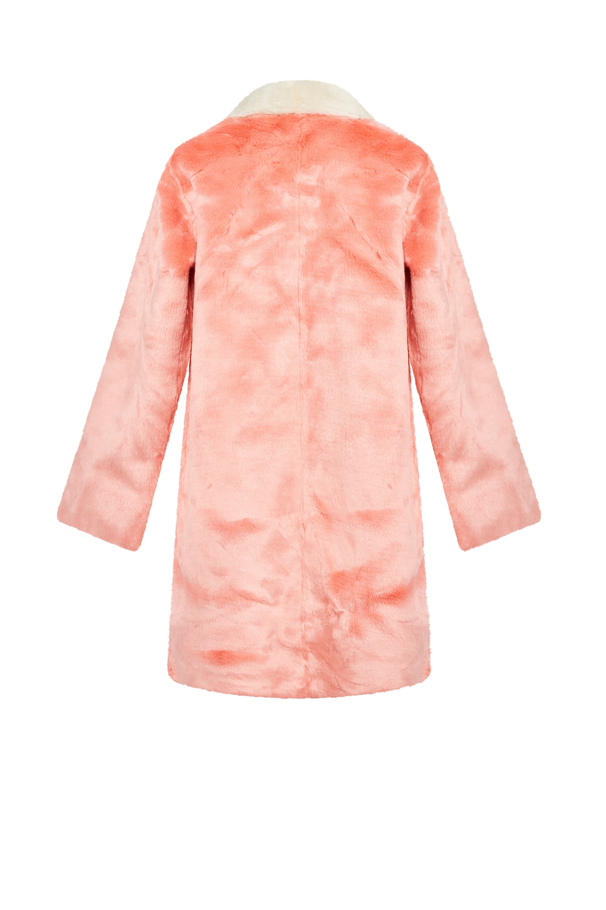 Manteau en satin et fourrure - Rose