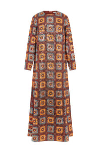 Robe longue en crochet et paillettes - Chocolat
