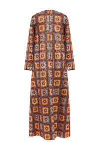 Robe longue en crochet et paillettes - Chocolat