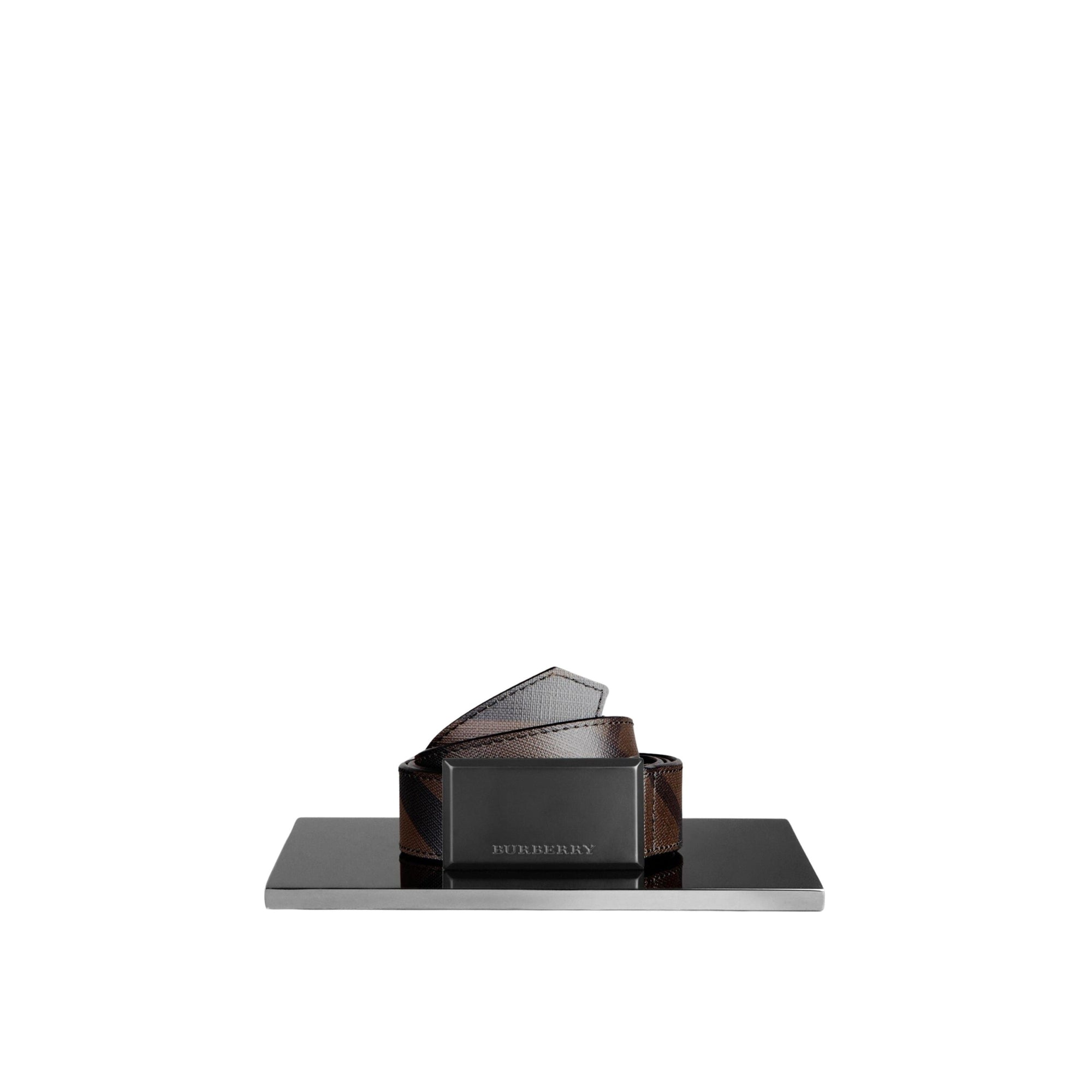 Ceinture à plaque à motif smoked check - Chocolate