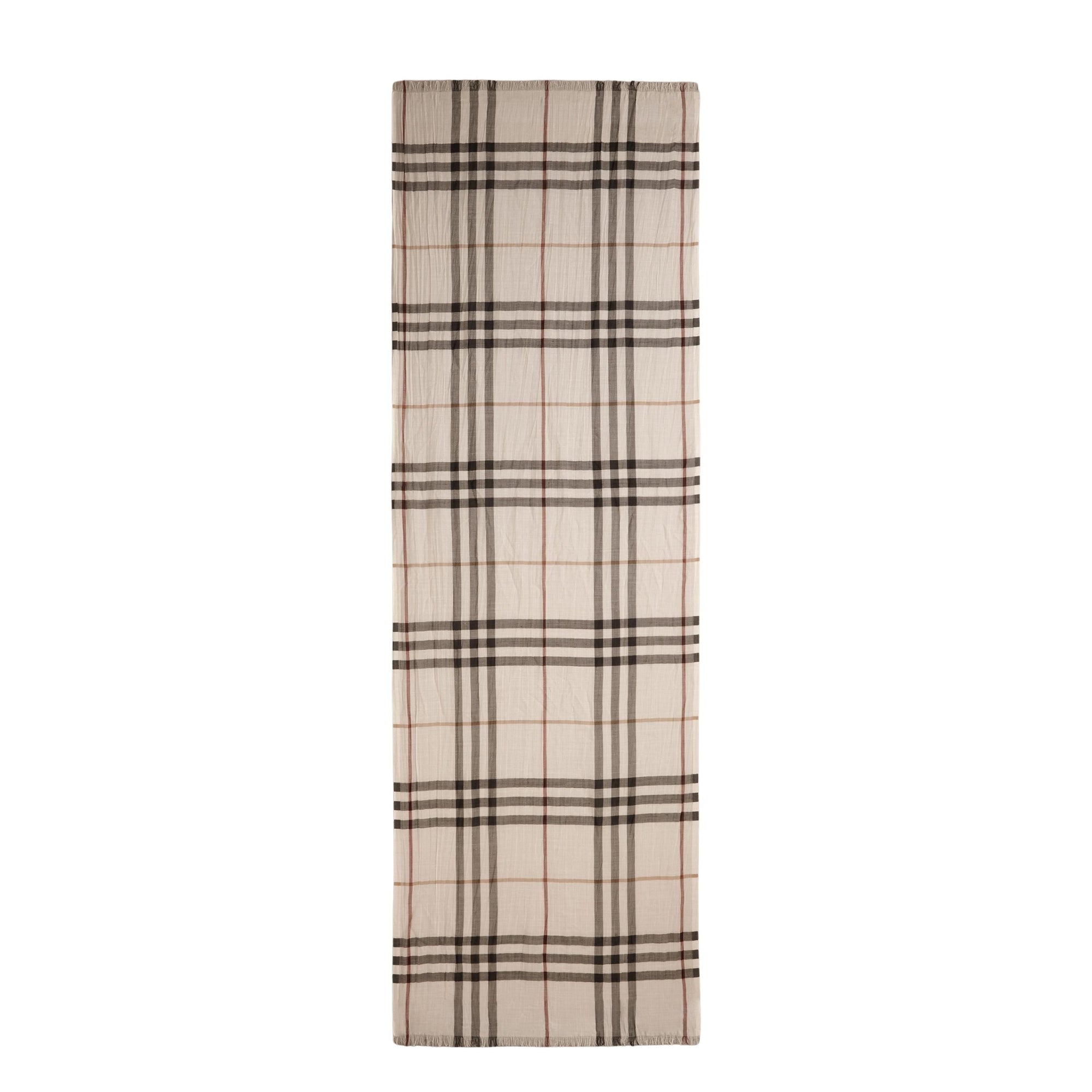 Foulard léger en laine et soie à motif check - Ivory Check