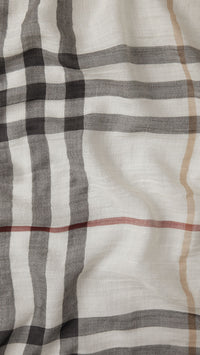 Foulard léger en laine et soie à motif check - Ivory Check