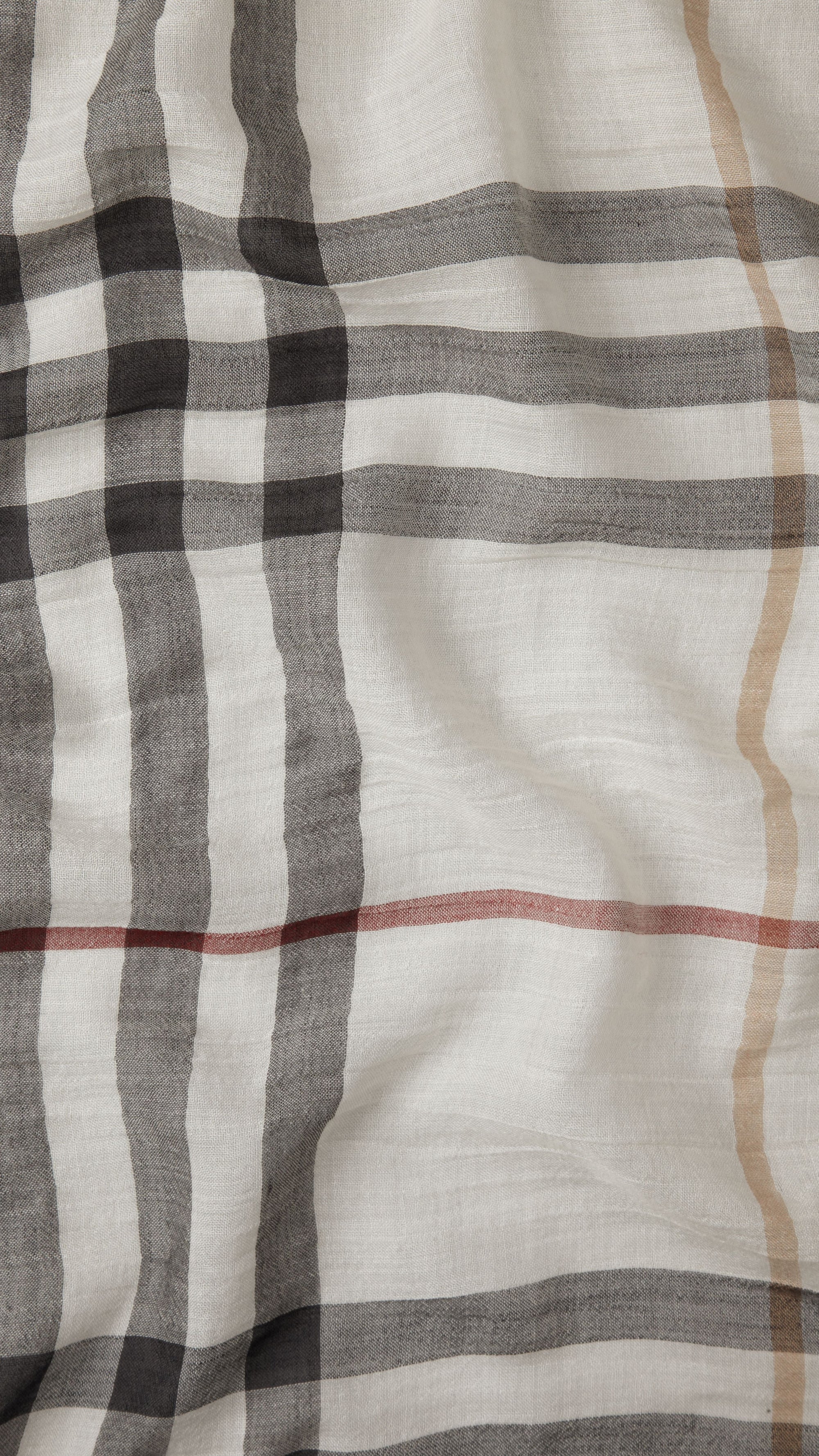 Foulard léger en laine et soie à motif check - Ivory Check