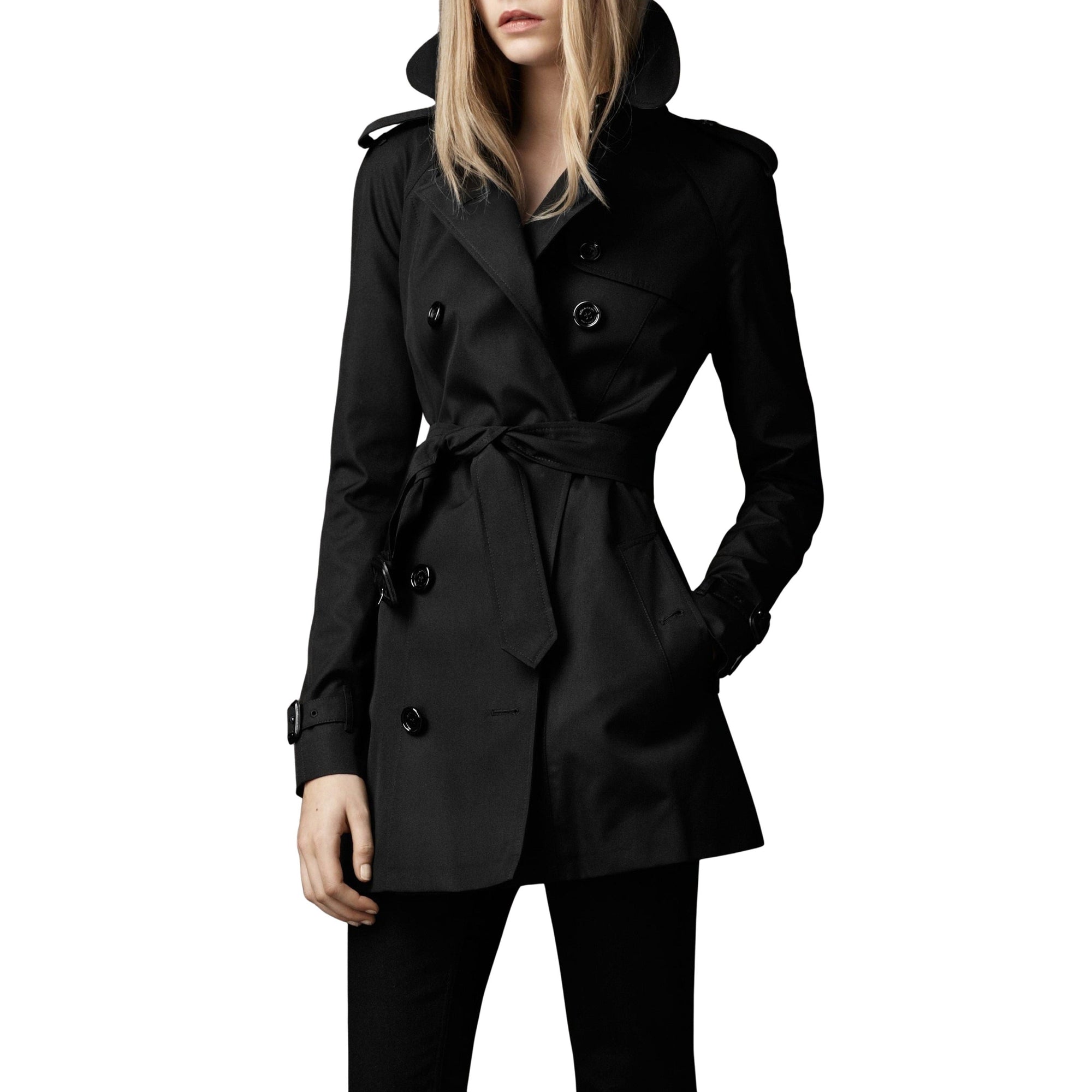 Trench-coat court en coton technique - Black