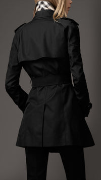 Trench-coat court en coton technique - Black