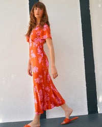 Robe longue Denise en soie - Big Bouquet