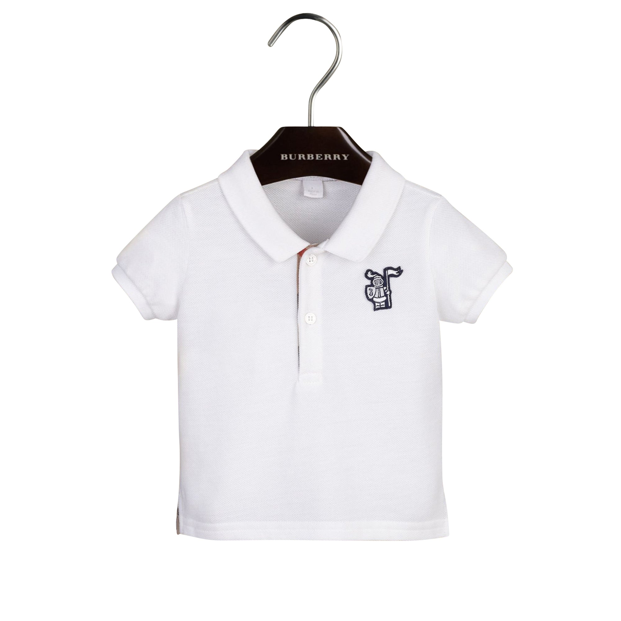 Polo à plaquette en Check - White