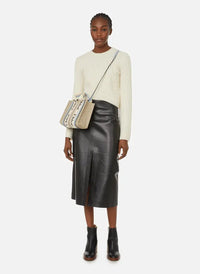 Jupe classique en cuir nappa - Noir
