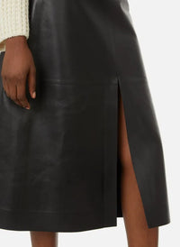 Jupe classique en cuir nappa - Noir