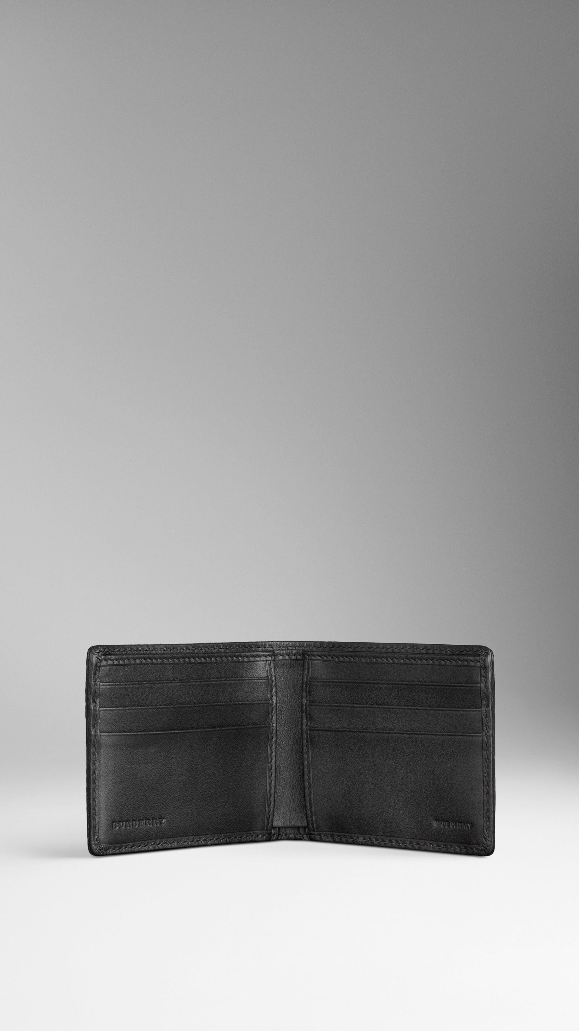 Portefeuille à rabat en cuir à motif London - Black