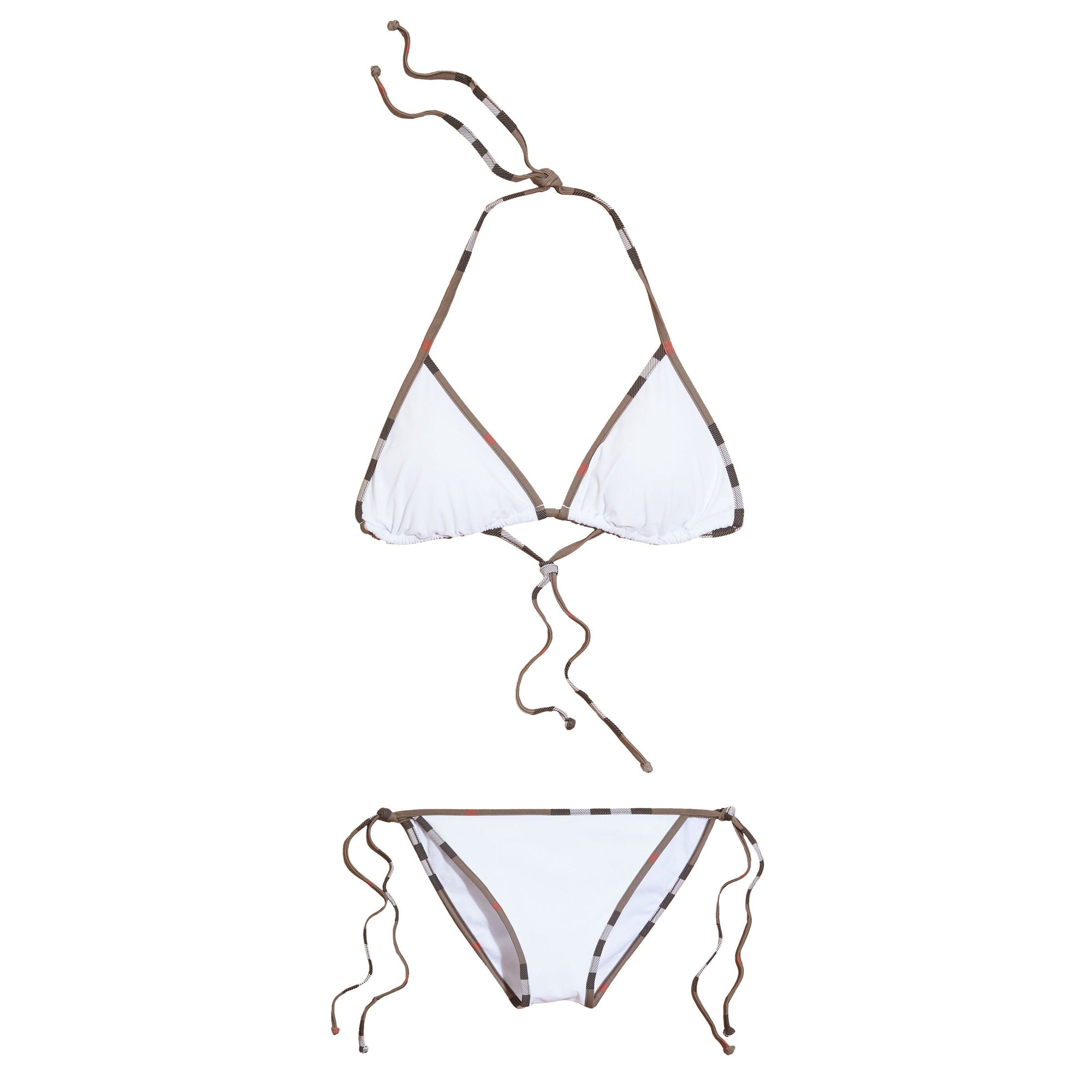 Bikini triangle et bordure Check - White