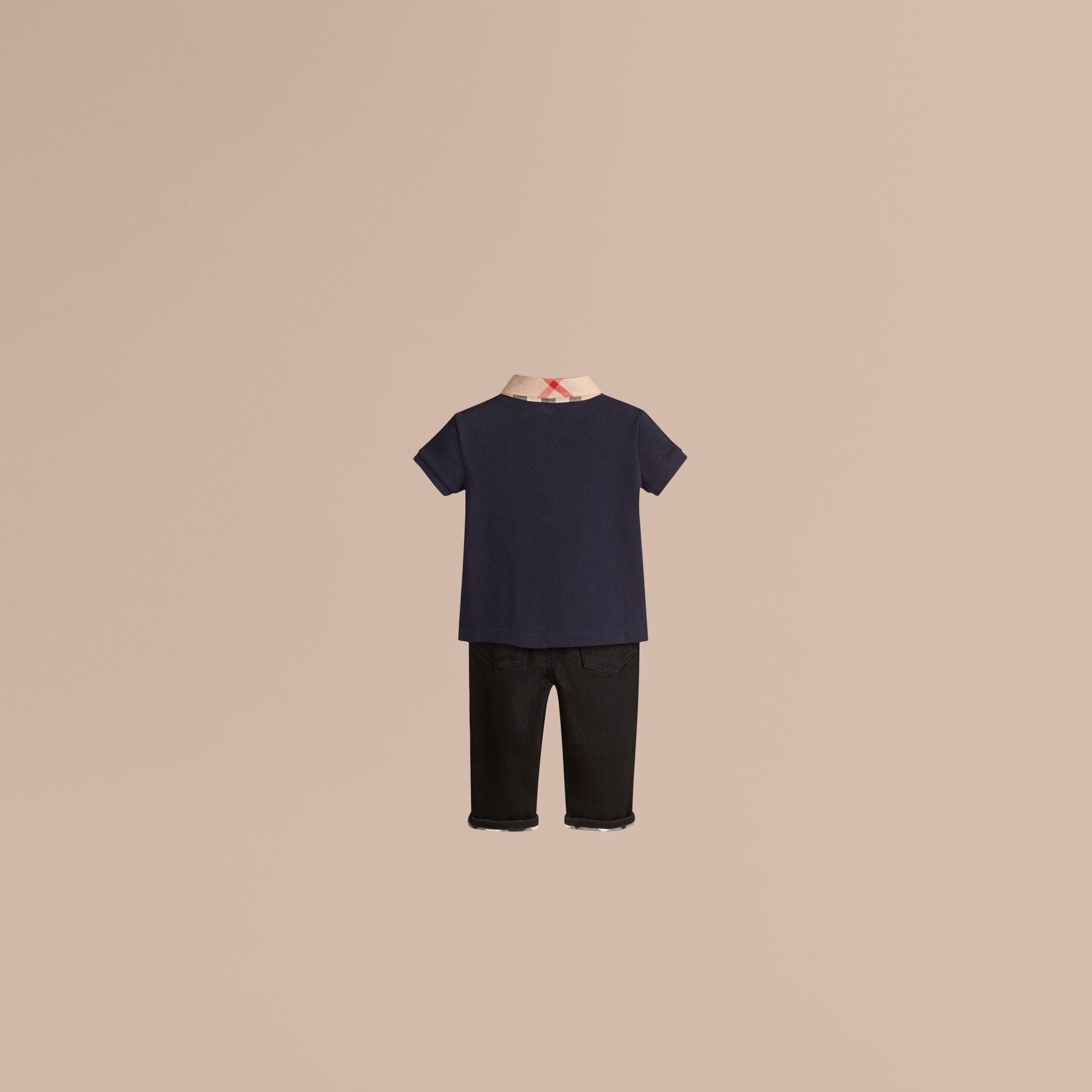 Polo avec col en Check - True Navy