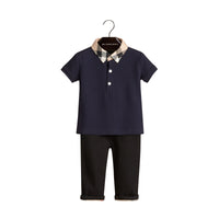 Polo avec col en Check - True Navy