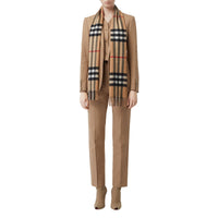Écharpe en cachemire à motif check classique - Camel Check