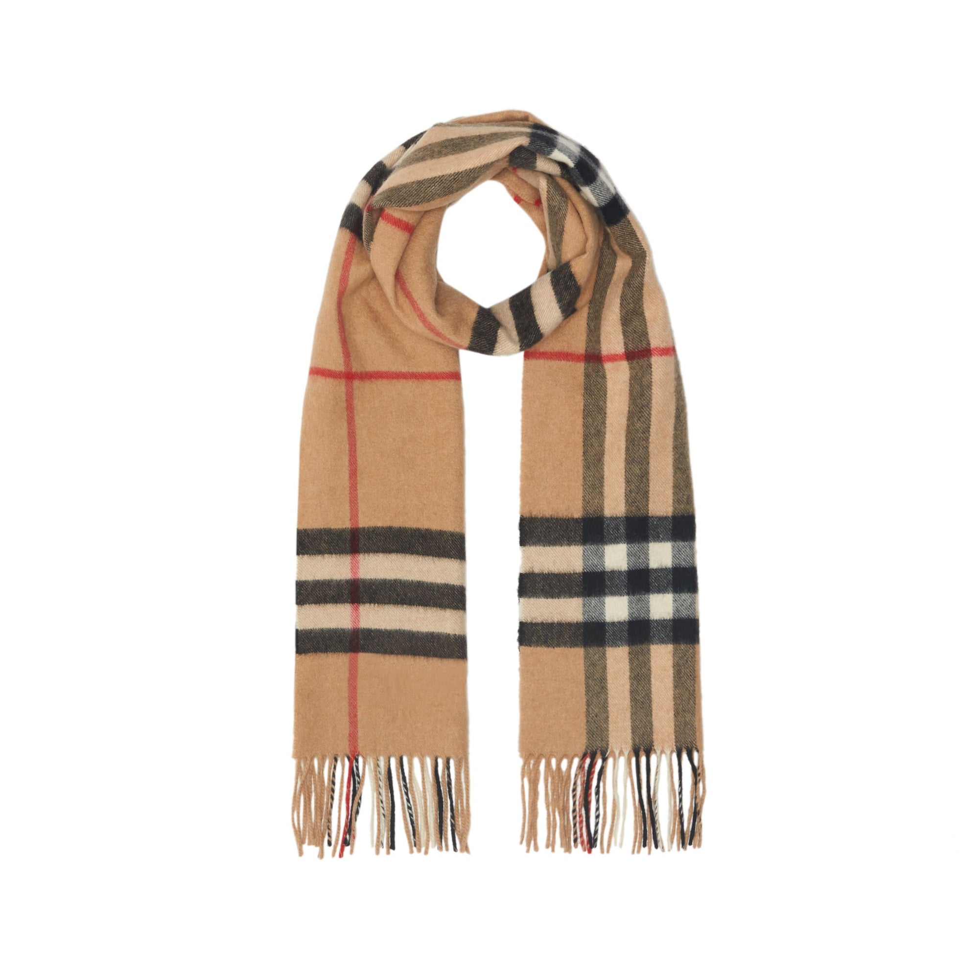Écharpe en cachemire à motif check classique - Camel Check