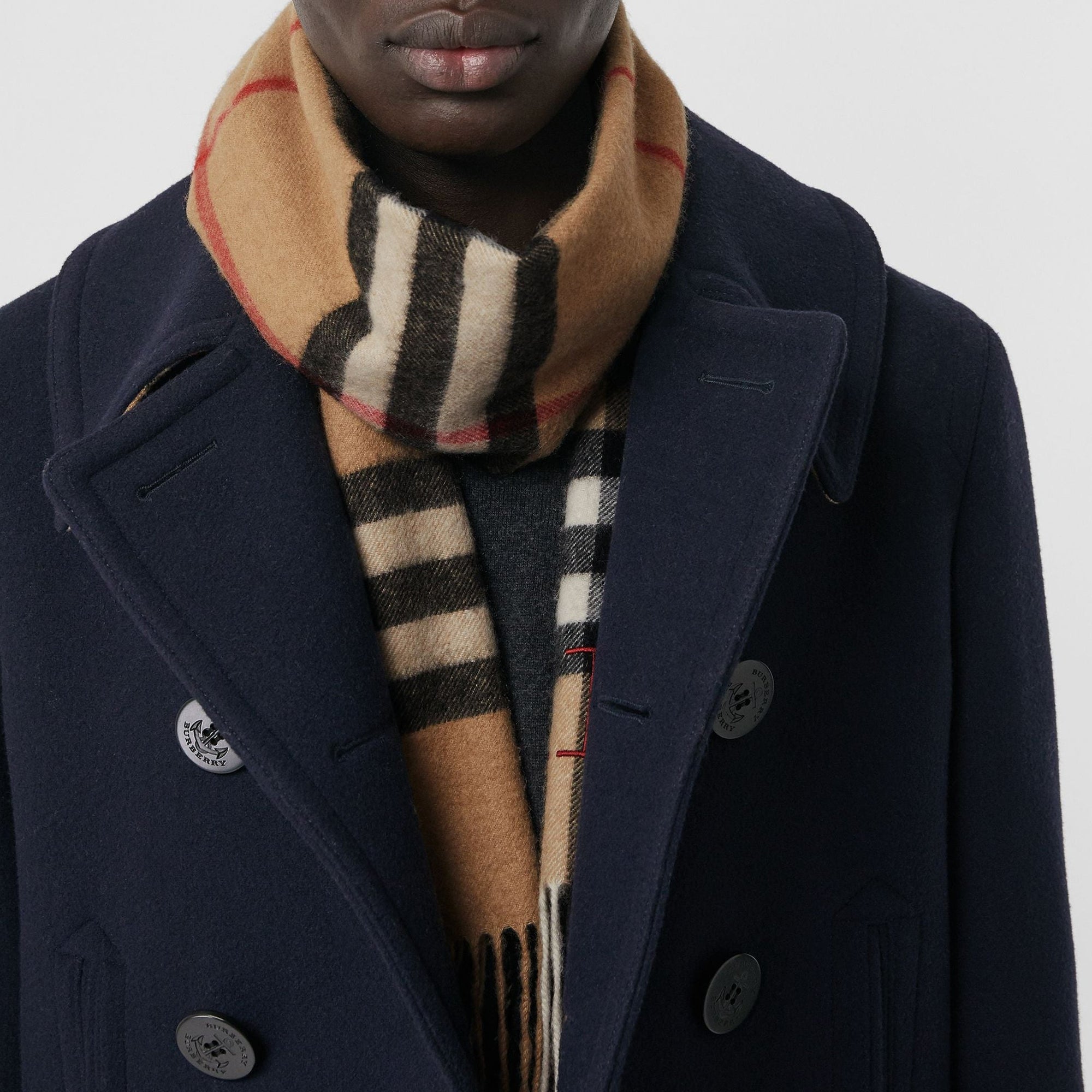 Écharpe en cachemire à motif check classique - Camel Check