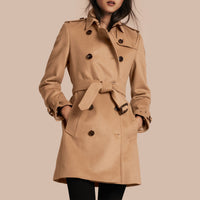 Trench-coat en laine et cachemire - Camel