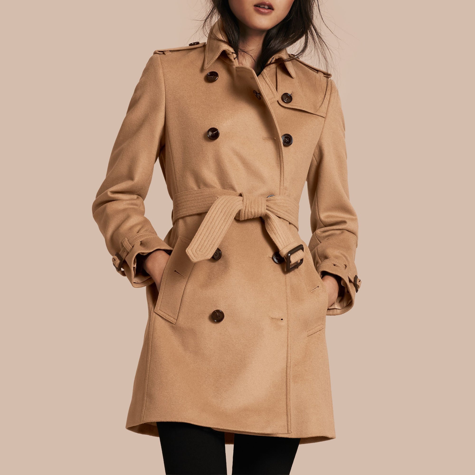Trench-coat en laine et cachemire - Camel