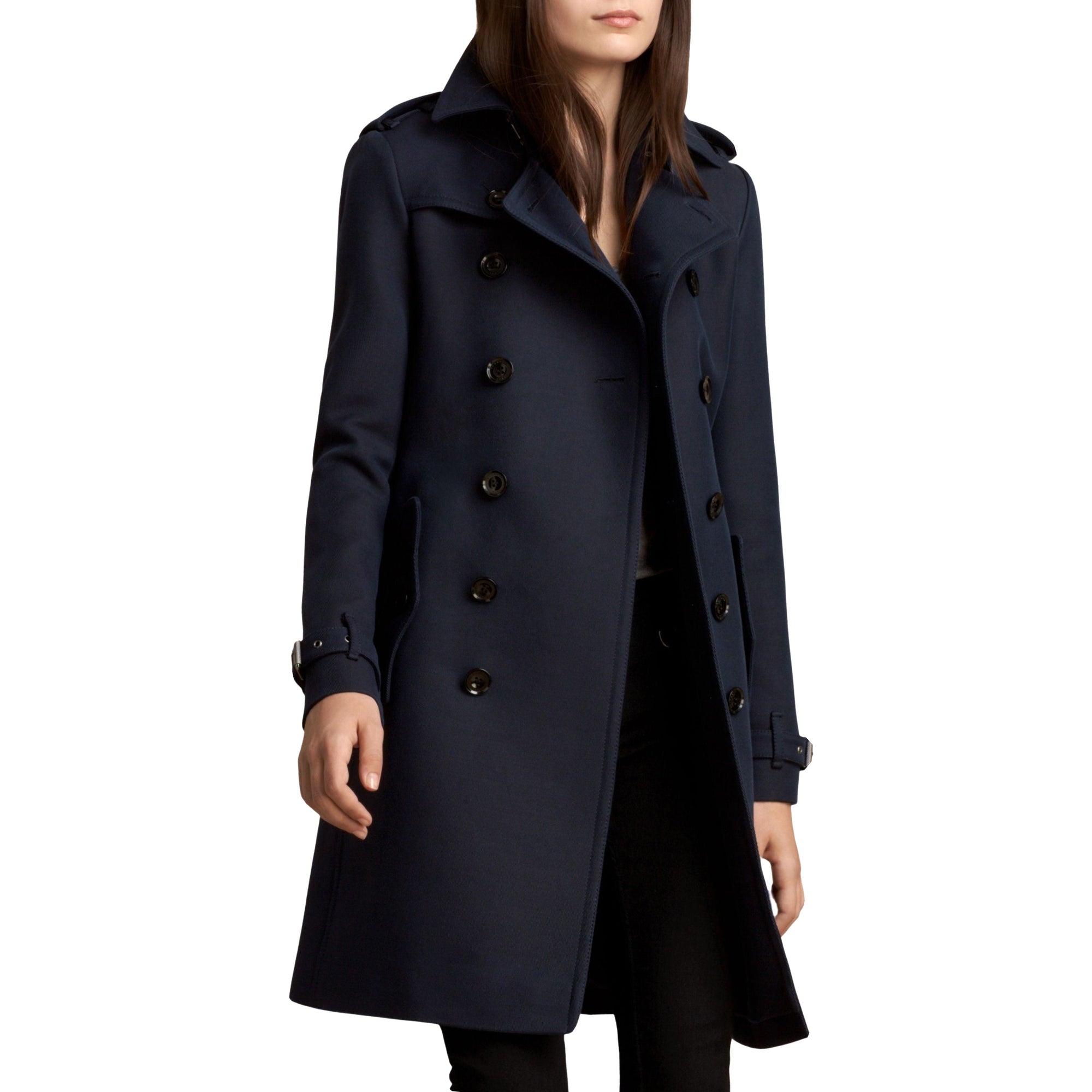 Trench-coat en sergé de laine et coton mélangés - Navy