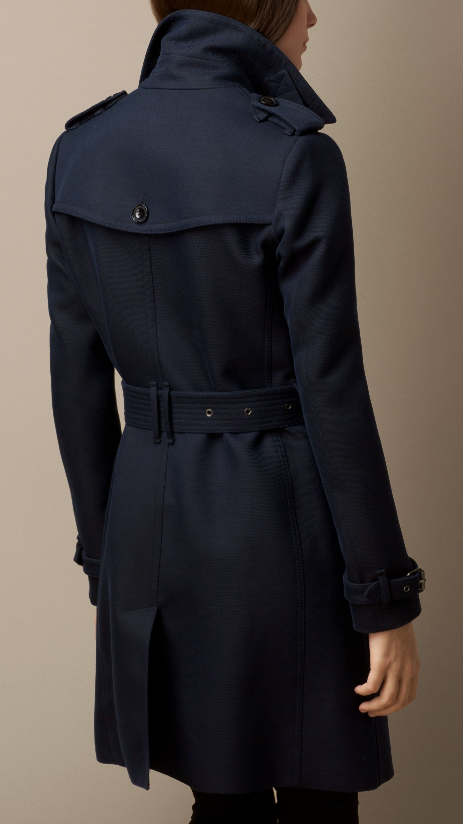 Trench-coat en sergé de laine et coton mélangés - Navy