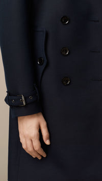 Trench-coat en sergé de laine et coton mélangés - Navy
