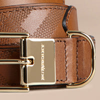 Ceinture en cuir London à motif Check en relief - Tan