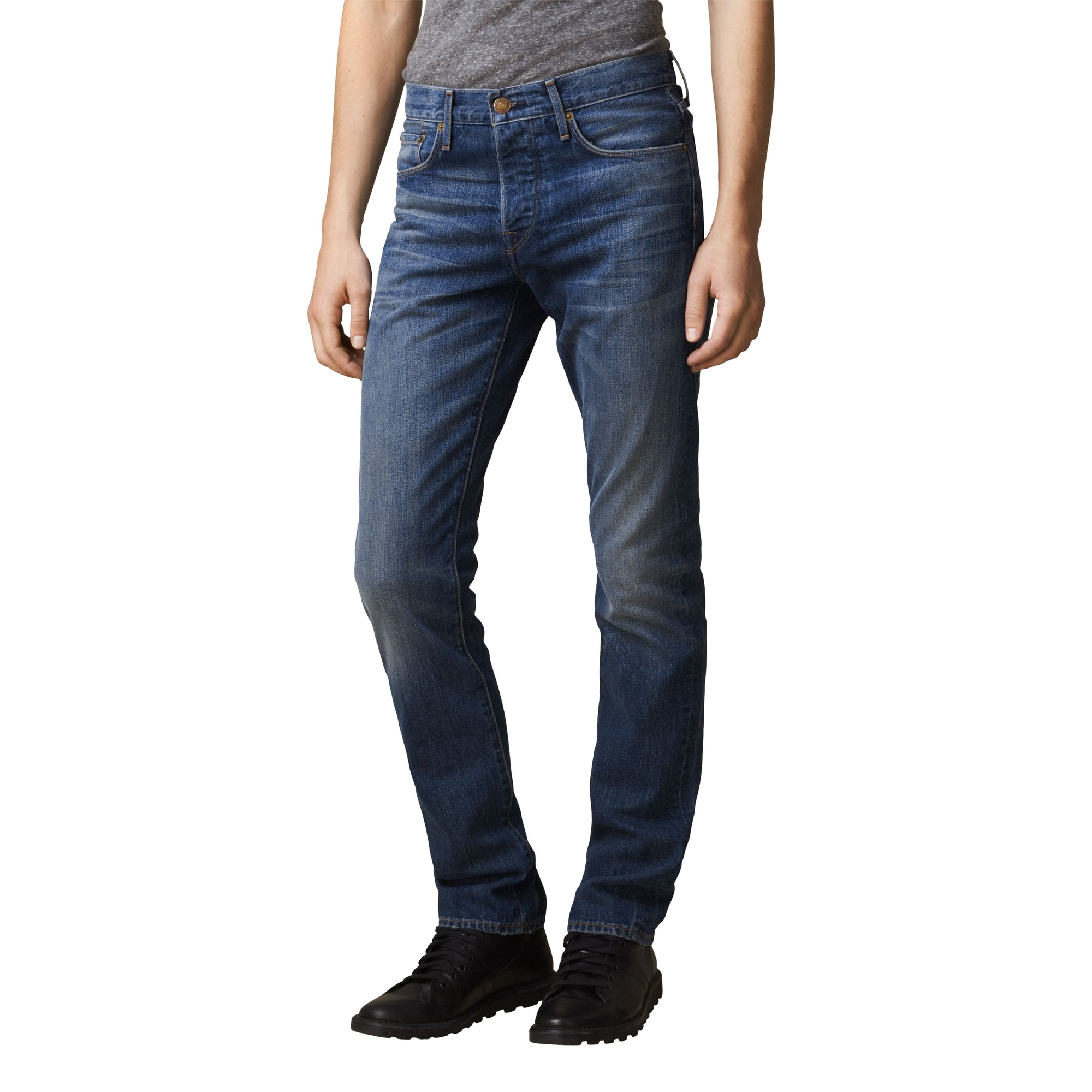 Jean délavé à coupe droit - Dark Indigo