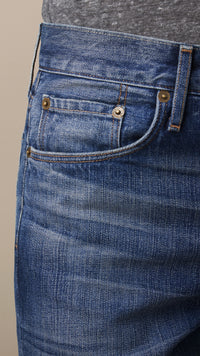 Jean délavé à coupe droit - Dark Indigo