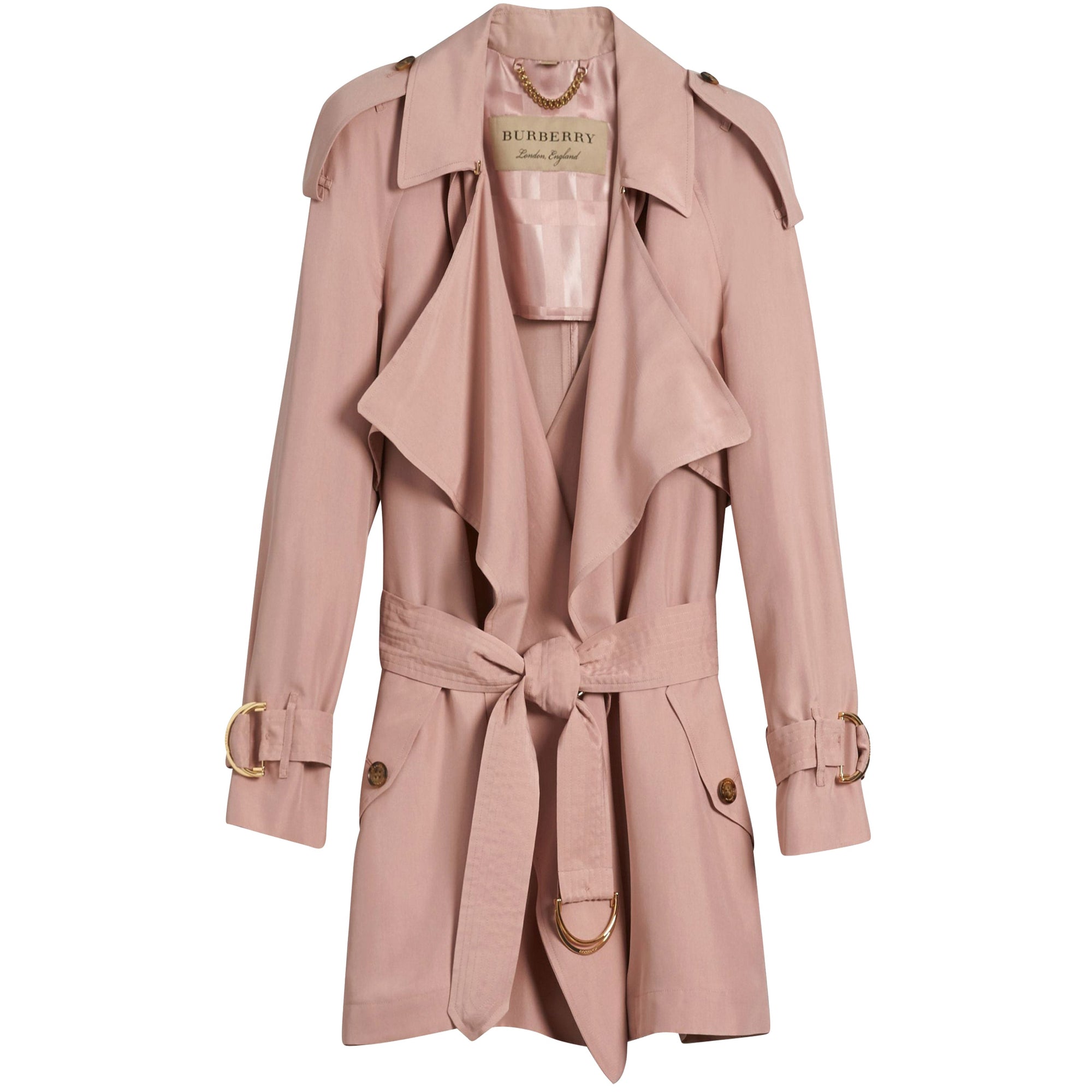 Veste trench portefeuille en soie - Ash Rose