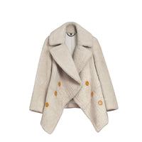 Caban en shearling pelucheux avec col surdimensionné - White